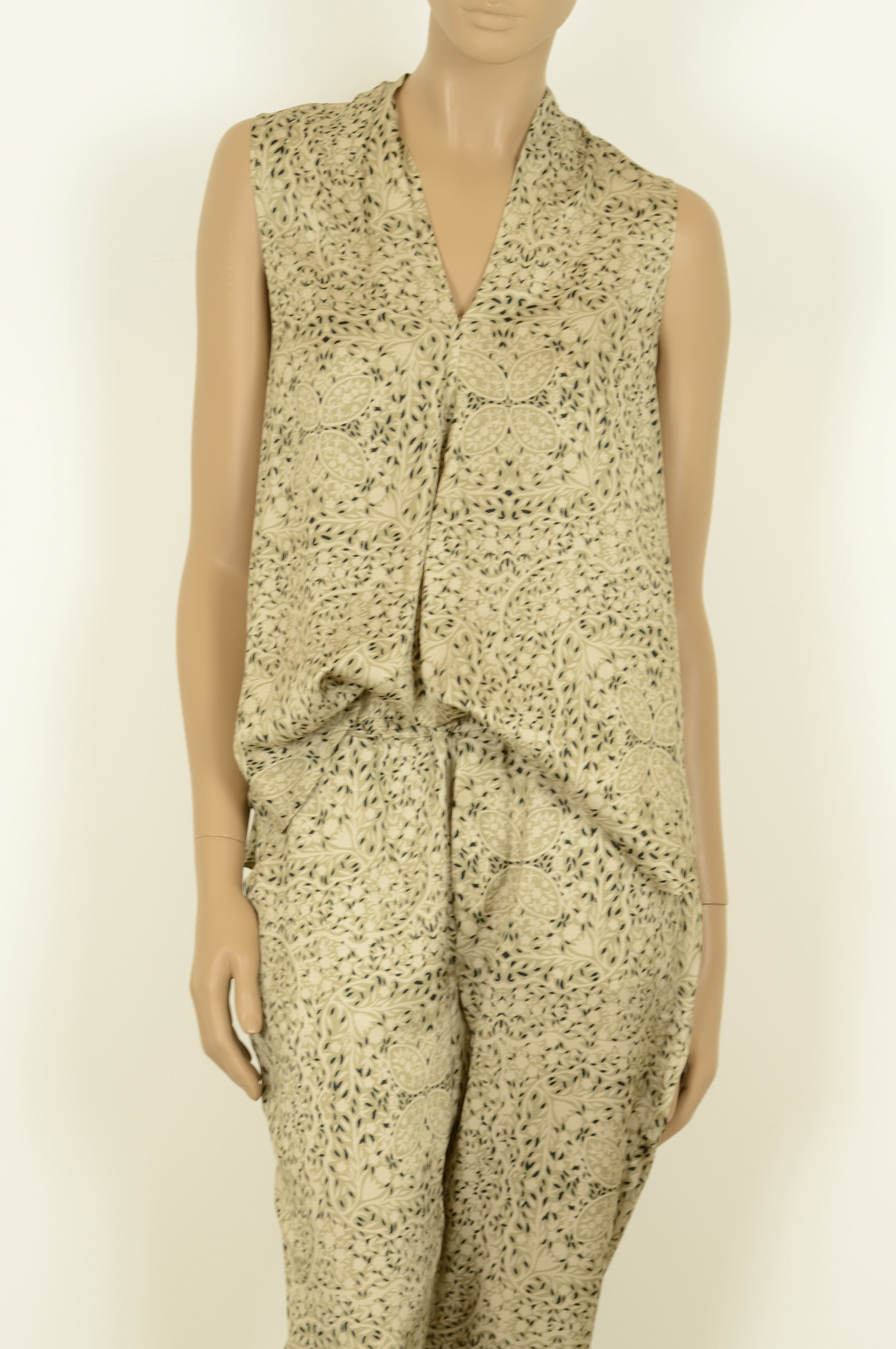 3312 Top estampado con cuello smoking