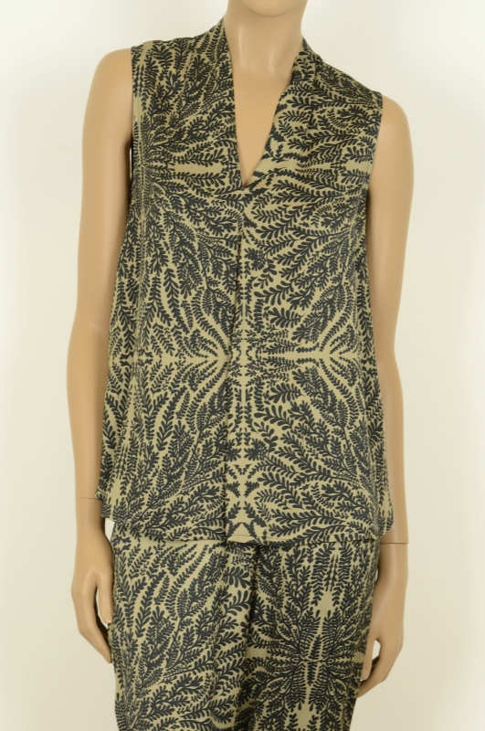 3313 Top estampado con cuello smoking