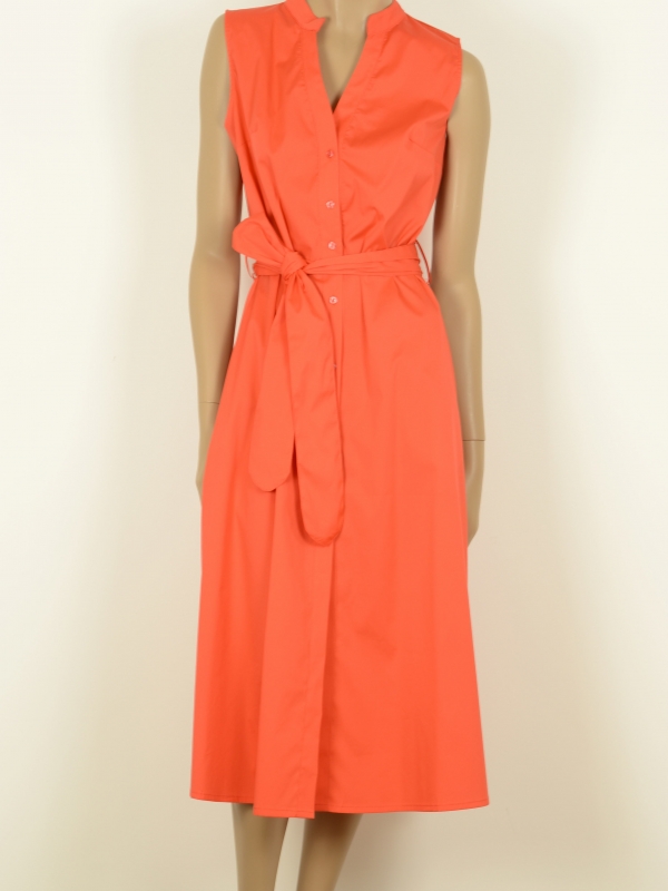 3281 Vestido largo camisero con cuello mao