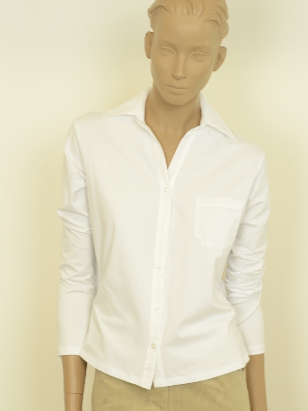 3586 Camisa de punto de algodón, abotonada y...