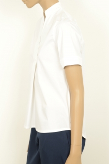3232 Blusa de manga corta con cuello mao y escote plisado